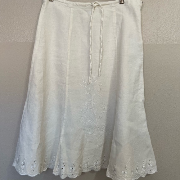 Edward Dresses & Skirts - Edward 100% Irish Linen White Embroidered Skirt size 10